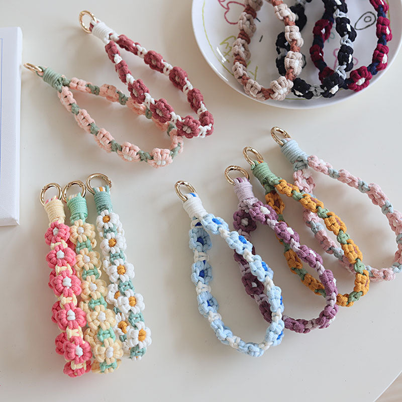 Keychain de algodón de algodón de flores tejido a mano de la flor al por mayor